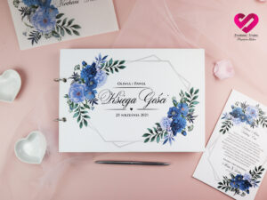 Księga kwiatowa classy blue geometria