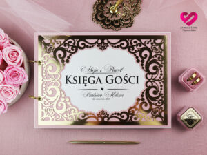 Elegancka księga gości najpiękniejsze księgi gości złoto i róż