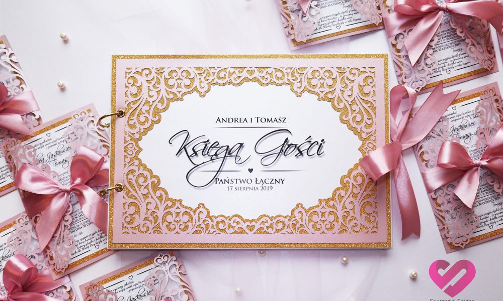 Księga Lovely Bow Elegancka księga gości z ażurową okładką w stylu glamour
