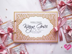 Elegancka księga gości z ażurową okładką w stylu glamour