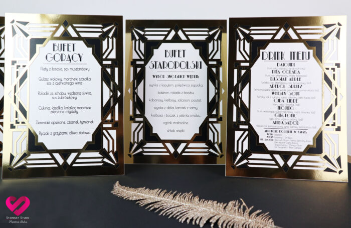 tabliczki menu na wesele Wielki Gatsby