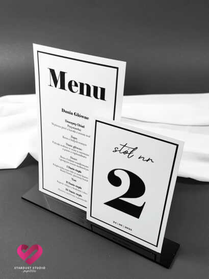Minimalistyczne menu z numerem stołów proste