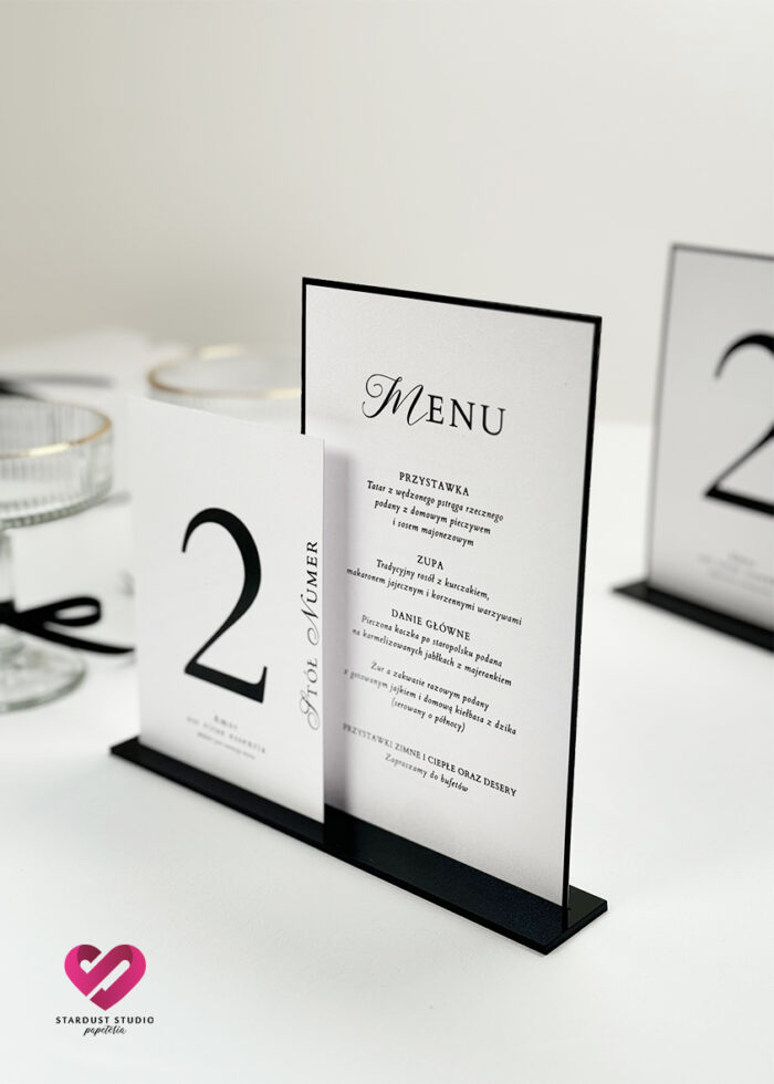 Dwa w jednym menu i numer stołów minimalistyczny