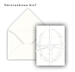 Zaproszenia polne kwiaty śmietankowa biel